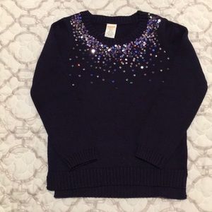 Gymboree Girls Sequin Navy Sweater Sz S (5-6)